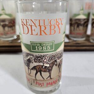 VTG 1985 Kentucky Derby Mint Julep Glasses Set of 6 Church Hill Downs Horse Race